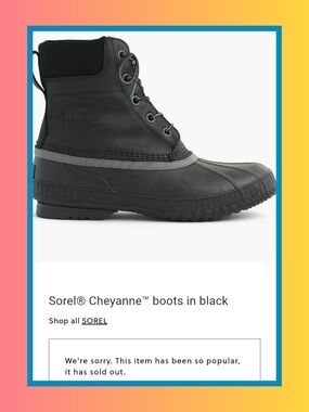 Mens Sorel Cheyanne II Black Waterproof Insulated Winter Snow Rain Duck Boots 11